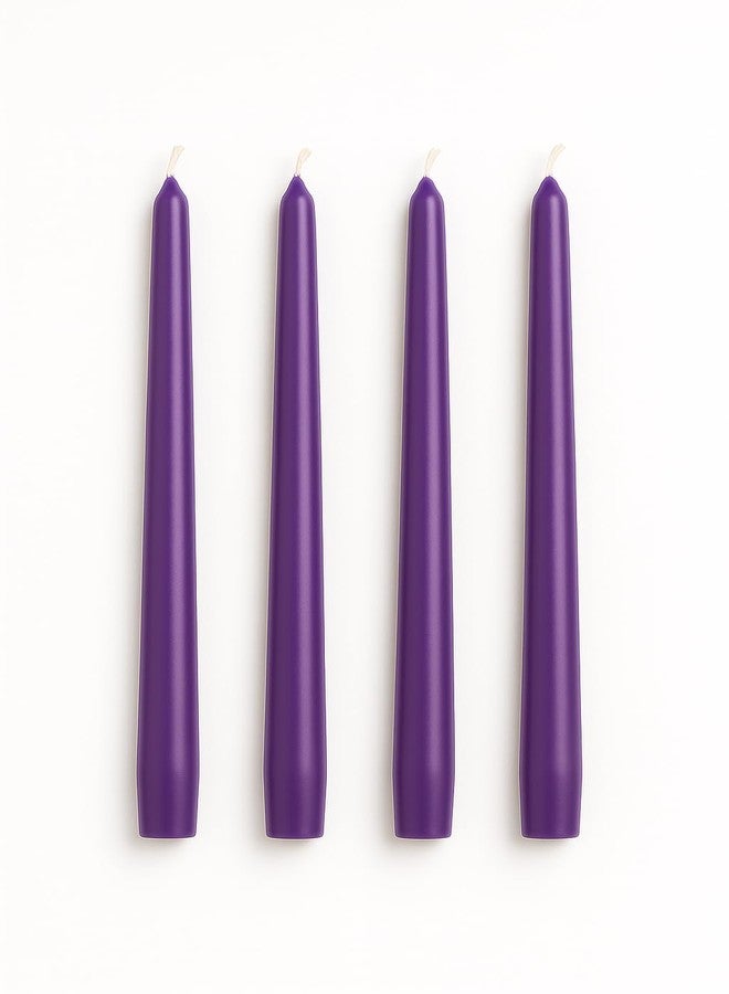 Dinil Purple Taper Candles - 10 Inch Tapered Candles Set of 4 - Unscented Taper Candles - Decorative Long Candlesticks for Decoration, Festival, Dinner, Party - Long Burning Time - Purple - Image 1